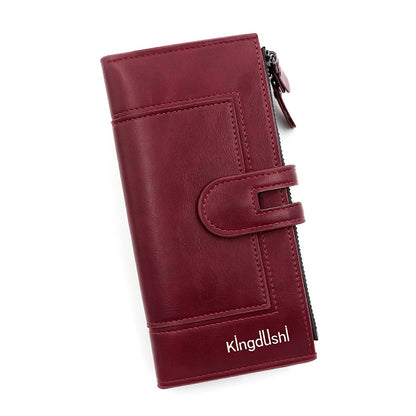 Fashion Minimalist Magnetic Buckle Multi-card Slot Zipper Bag